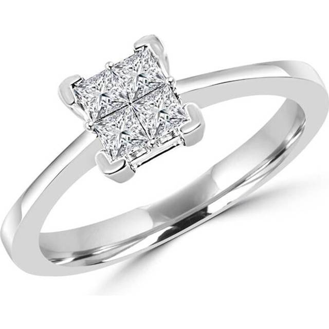 Majesty Diamonds MDR140108 0.37 CTW Invisible-Set Princess Cut Diamond Engagement Promise Ring in 14K