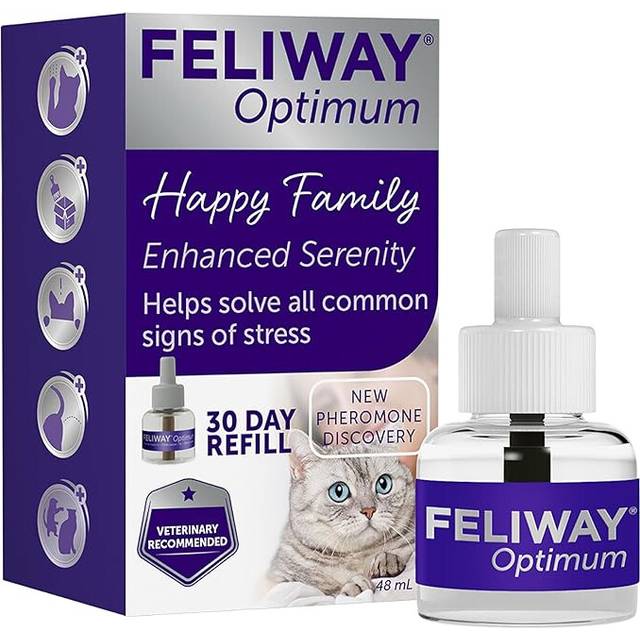 Feliway Optimum 30 Day Refill 48ml Plug In Anxiety Relief Diffuser For Cats Calm Your Cat & Reduce Behavioural Issues & Stress With Feliway Optimum