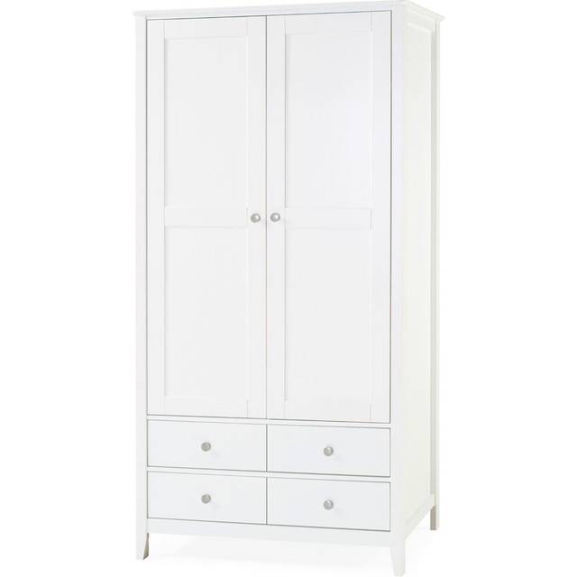 Wardrobe 2 Door 4 Storage Drawers Metal Handles & Runners Bedroom Furniture