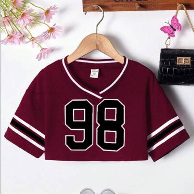 SHEIN Tween Girls V-Neck Short Sleeve T-Shirt, Minimalist Fashion Design, Suitable For Summer