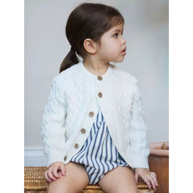 The Little Tailor Baby Cable Knit Cardigan, Cream