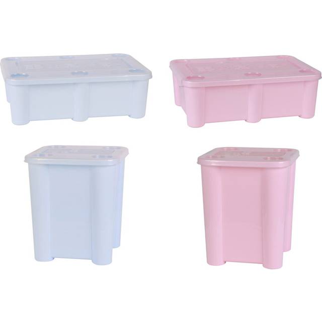 Plastic Storage Box With Lid Large Rectangular Square Vintage Tidy Box Pastel 28