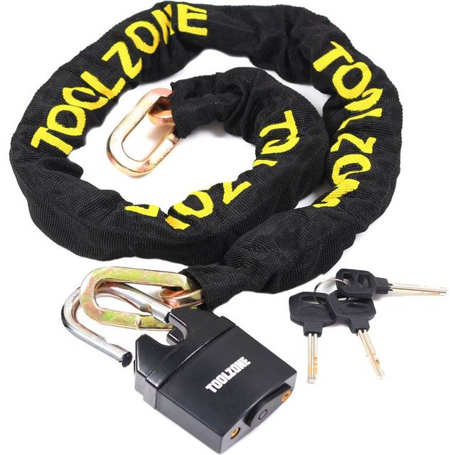 Heavy duty strong 1.1m chain & 65mm key padlock secure lock ups bikes motorbike