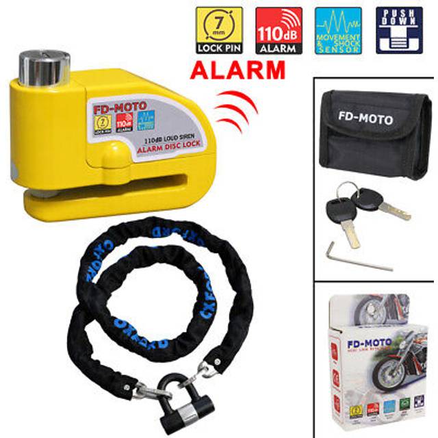 Oxford sold secure motorcycle chain lock of159 & lk603s alarm disc lock + pouch
