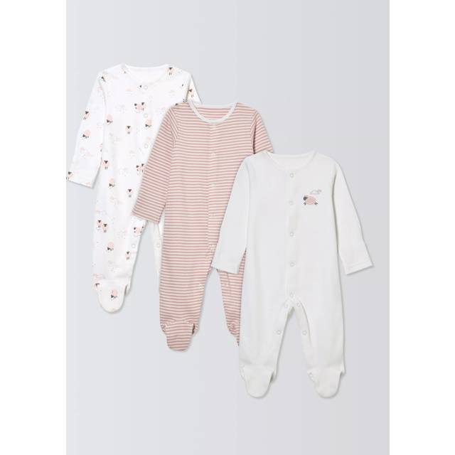 John Lewis Baby Sheep Sleepsuits, Pink