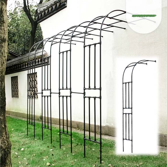 ALKOY Garden Arch with Plant Black Metal Half Arch Outdoor Garden Wall Trellis Archway Climbing Roses Vines Support Rack White Easy Assemble/White/120