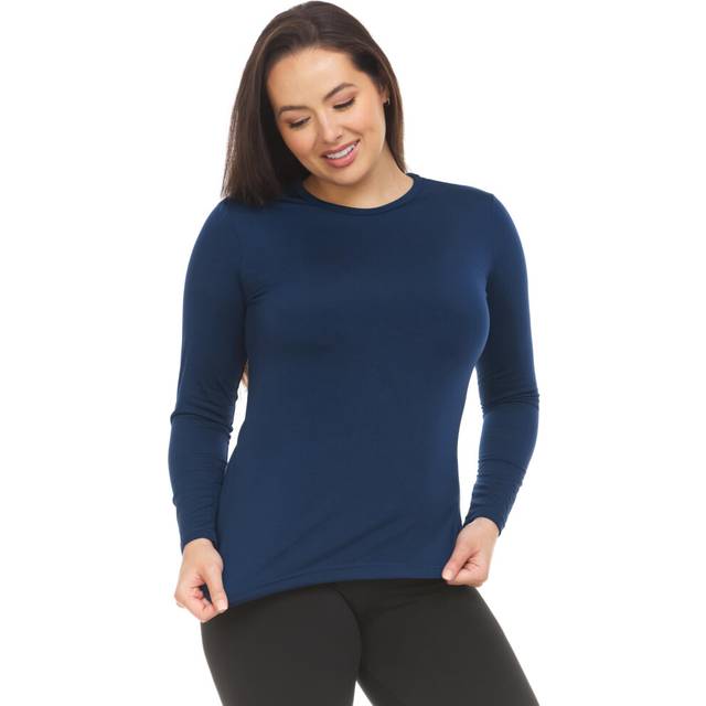 Thermajane Long Sleeve Thermal Shirts for Women Cold Weather  Womens Thermal Underwear Tops  Base Layer Women Thermal (Navy  3X-Large)