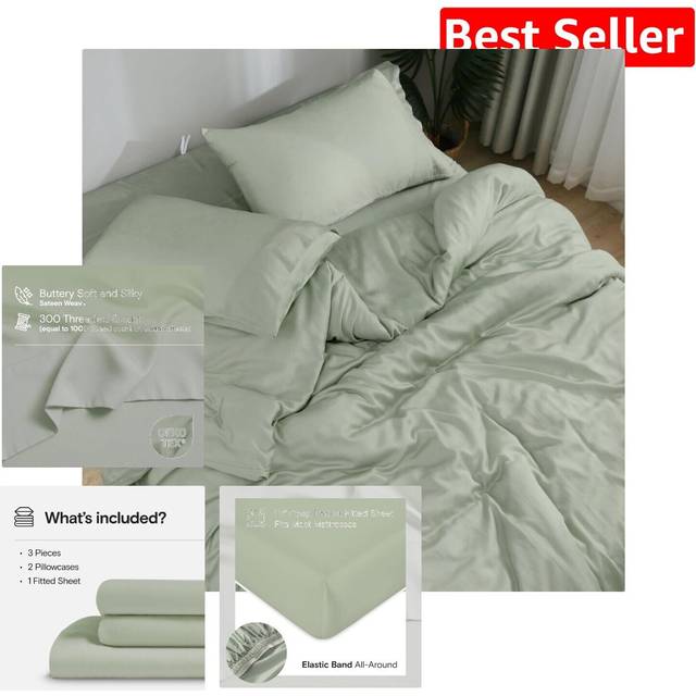 DOZ Sheet Set  100% Viscose derived from Bamboo  Organically Grown  Buttery Soft  Cooling Sheets  High GSM  Deep Pockets - 3pc - 2 Pillowcases 1 Fitte
