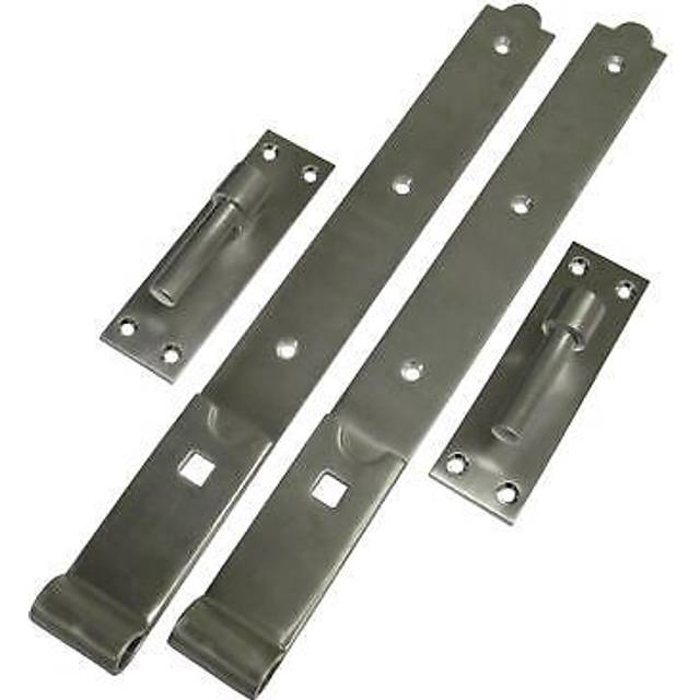 "(18"" Straight) Hook and Band Gate Hinges Stainless Steel Pair"