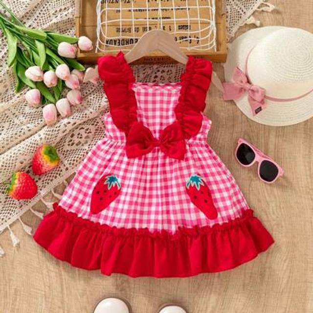 SHEIN Baby Girl Flowy Sleeve Blue & White Striped Bow-Tie Casual Dress, Cute & Fashionable For Various Occasions