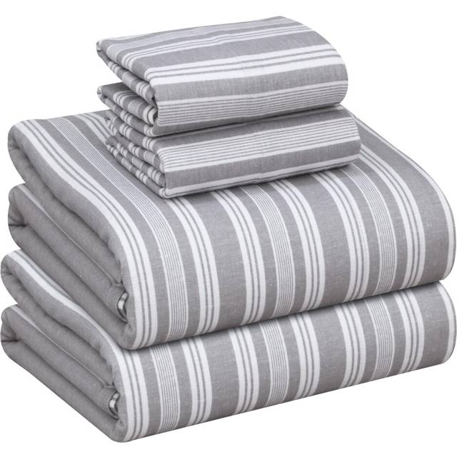 RUVANTI Flannel Sheets Queen Size - 100% Cotton Double Brushed Bed Sheets  Deep Pockets 16 Inches Queen Sheet Set  All Seasons Breathable & Extra Soft