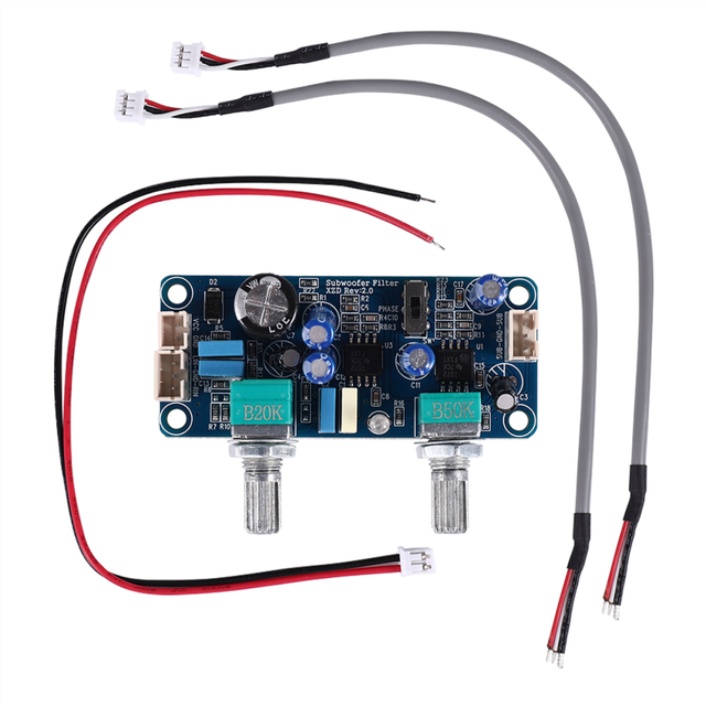 Low Pass Filter Bass Subwoofer Preamp Amplifier Board Single Power DC 9-32V Preamplifier with Volume Adjustment