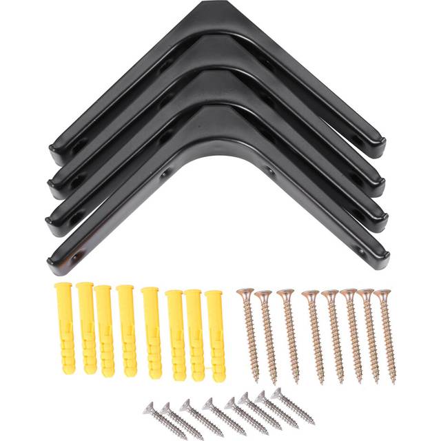 4 PCS Iron Wall Shelf Bracket, x Inch Heavy Duty Support Bracket Decorative Joint Angle Black