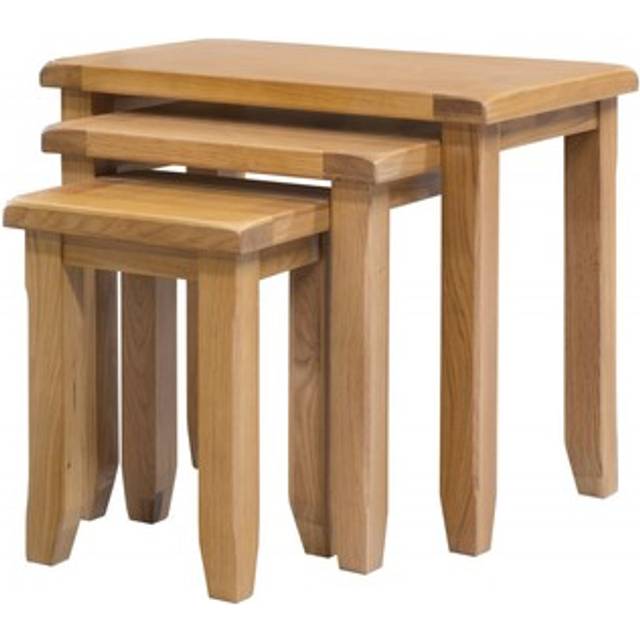 Saoirse Nesting Tables Set Of 3 Natural Oak Wood Top Body Stacking Side Tables