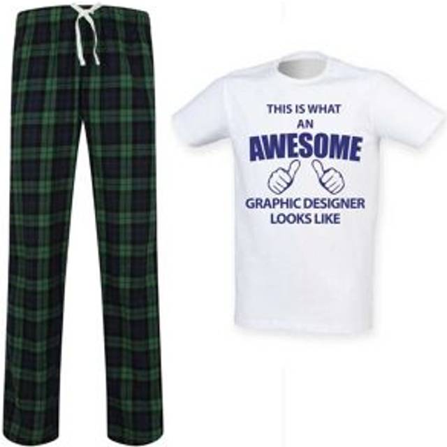 This Is What An Awesome Graphic Designer Looks Like Tartan Pyjama Set - Green - XL