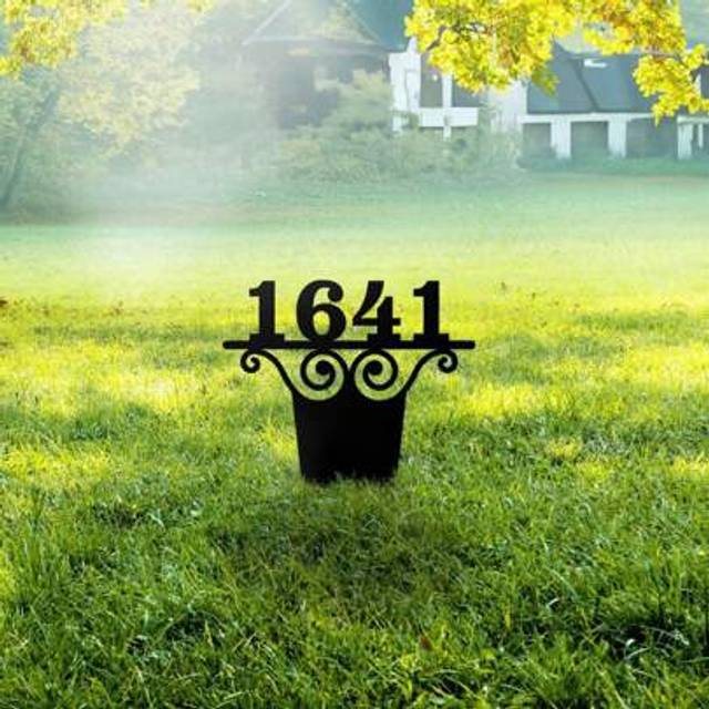 SHEIN Personalized Address Sign Custom House Number Sign Plaque Address Plaque House Address Numbers For Outside Home Lawn Yard Ground Garden Bell Style Wit
