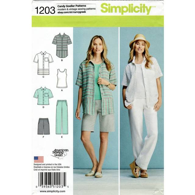 Simplicity 1203 Womens Top  Tank Top  Pants  and Shorts Sewing Pattern  Sizes 1018