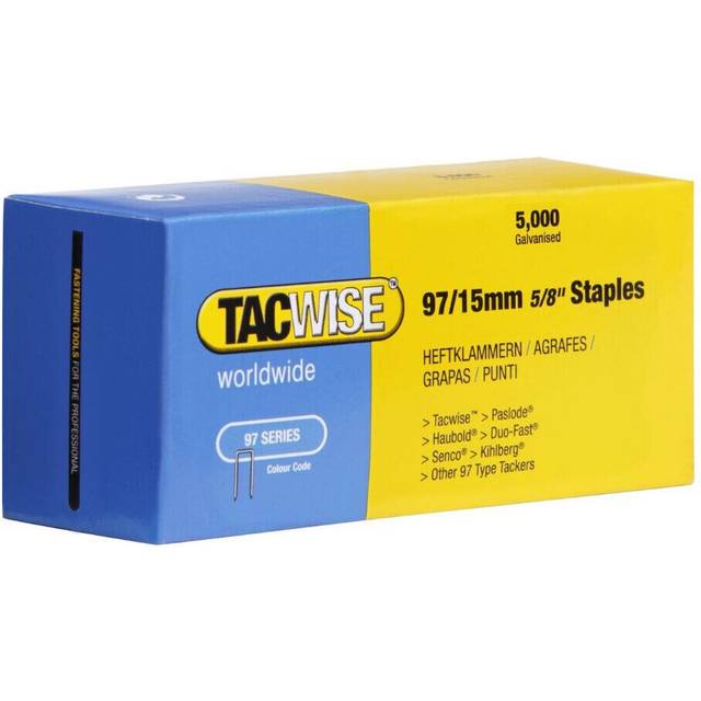 0303 97/15 mm Galvanised Narrow Crown Staples, Silver, Pack of 5,000