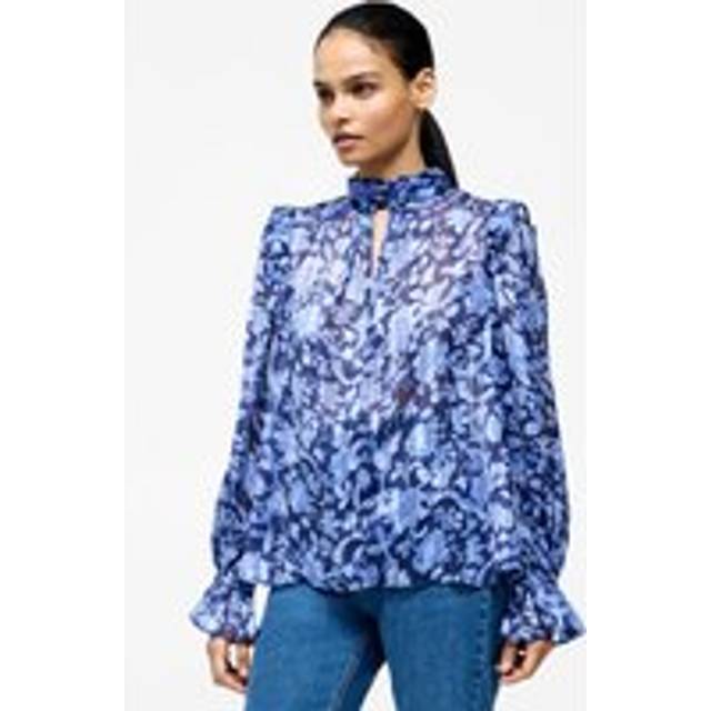 Cynthia Frill Long Sleeve Top Midnight Blue