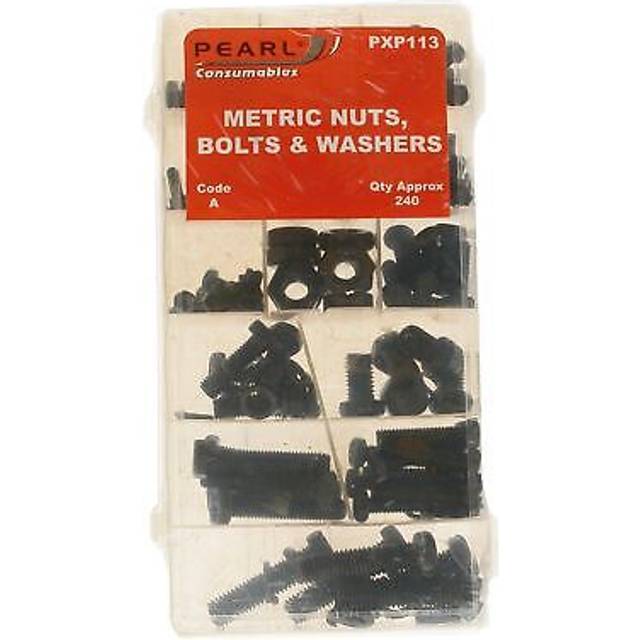 PEARL CONSUMABLES Nuts, Bolts & Spring Washers - Assorted - Pack of 240 - PXP113