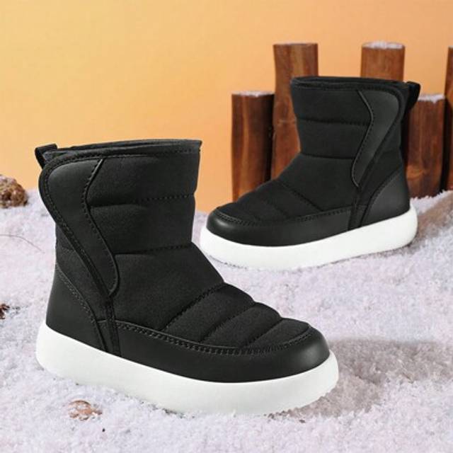 SHEIN Kids Waterproof Hook And Loop Snow Boots With Warm Thermal Lined, Suitable For Outdoor Activities In Autumn And Winter