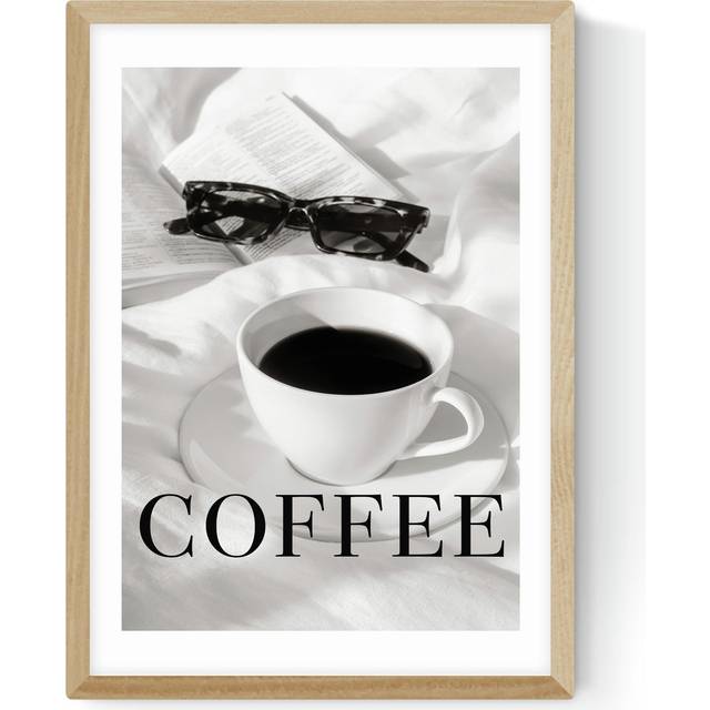 East End Prints Coffee in Bed Oak Frame Art Print - A3