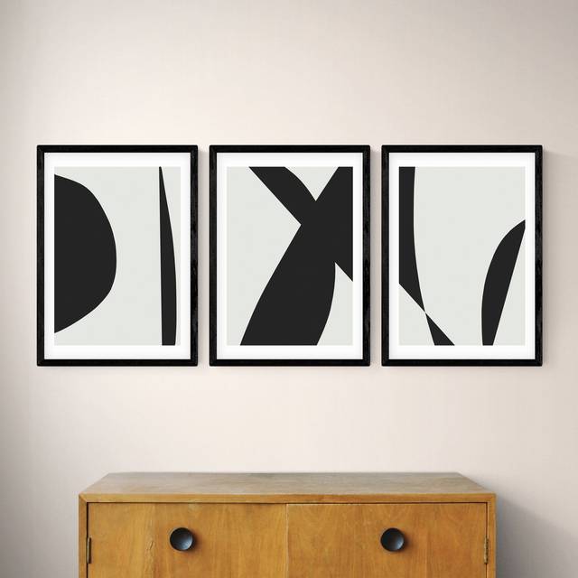 East End Prints Abstract Black Frame Art Print Set - A3