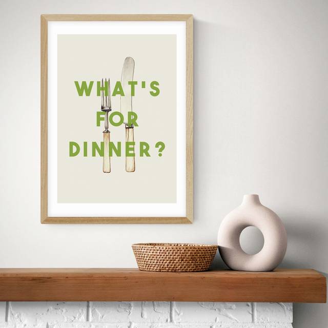 East End Prints What For Dinner Oak Frame Art Print - A2