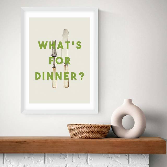 East End Prints Whats For Dinner White Frame Art Print - A2