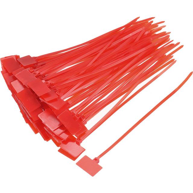 Cable zip ties 6 inch label tag mark self-locking nylon wire strap red 80pcs