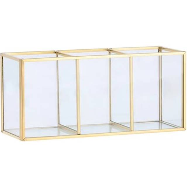 Transparent glassmakeup brush storage box gold container pencil lipstick3250