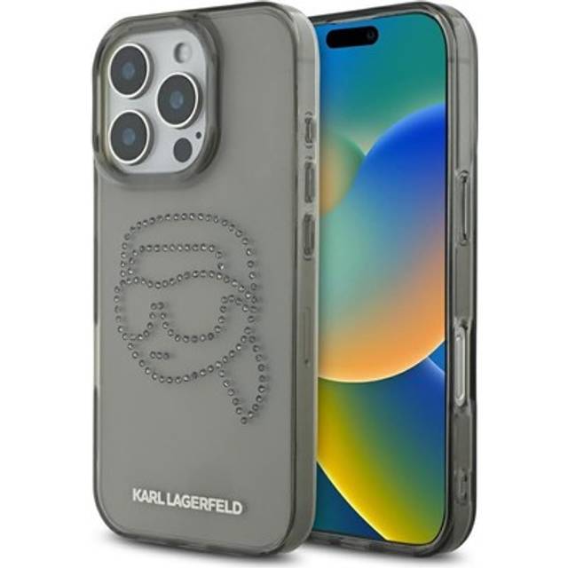 Karl lagerfeld iml rhinestones karl head case for iphone 16 pro 6.3" black