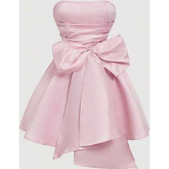 SHEIN Pink Side Bowknot Strap Cropped Camisole Dress For Women