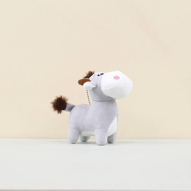 (Gray Calf) Mini Sweet Cow Plush Hanging Decoration Cute Keychain Accessory Soft Pp Cotton