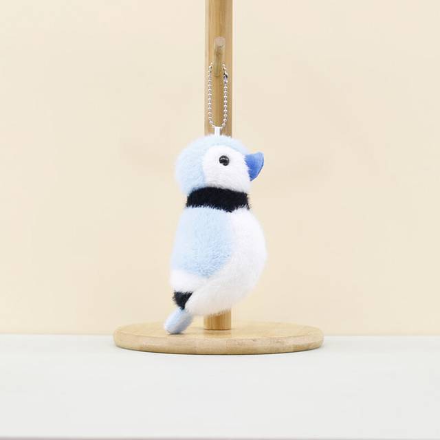 (Sky Blue Bird) Small Whimsical Bird Plush Keychain With Soft Pp Cotton For Adorable Accessories