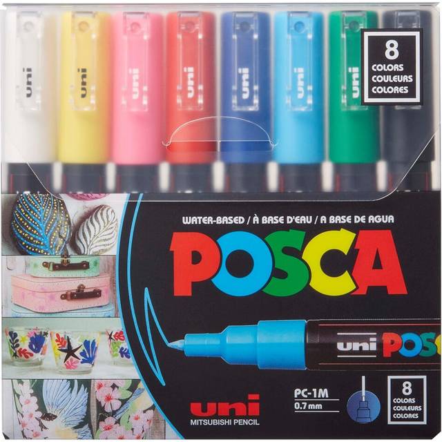 POSCA 8-Colour Paint Marker Set  PC-1M Extra Fine