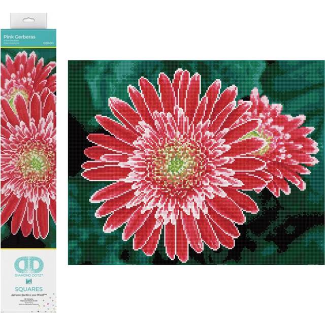 "DIAMOND DOTZ Pink Gerberas Flower Diamond Painting Kits for Adults - Diamond Art Kits a Relaxing Creative Craft Kit with Dotz Gems 15.8""""""""x19.7"""""""""