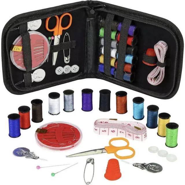 Travel Sewing Kit With Zip Case - Black