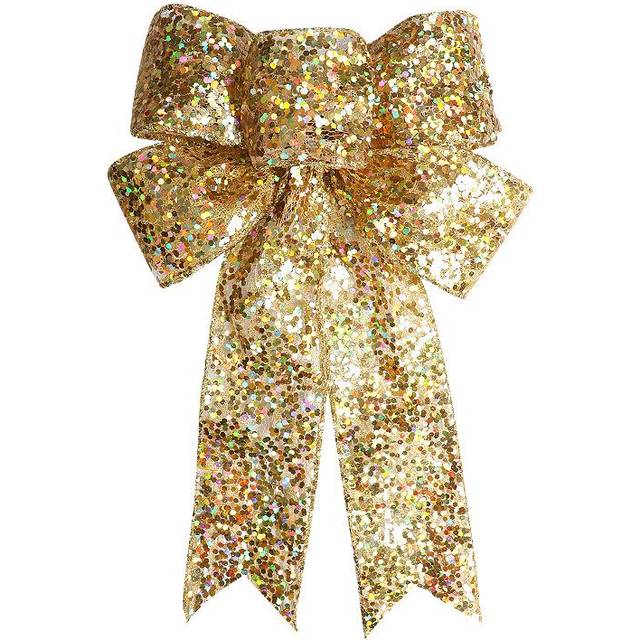 1pcs Christmas Decorative Bows Imitation Hemp Hand Crafted Ribbon Christmas Bow Knot Ornament for gold