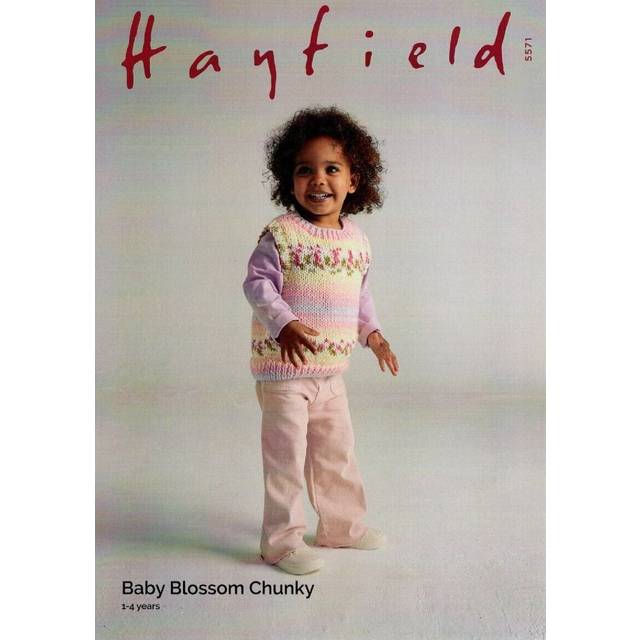 Hayfield Baby Blossom DK V Neck Vest and Sweater Knitting Pattern 5180 Birth to 7 Years