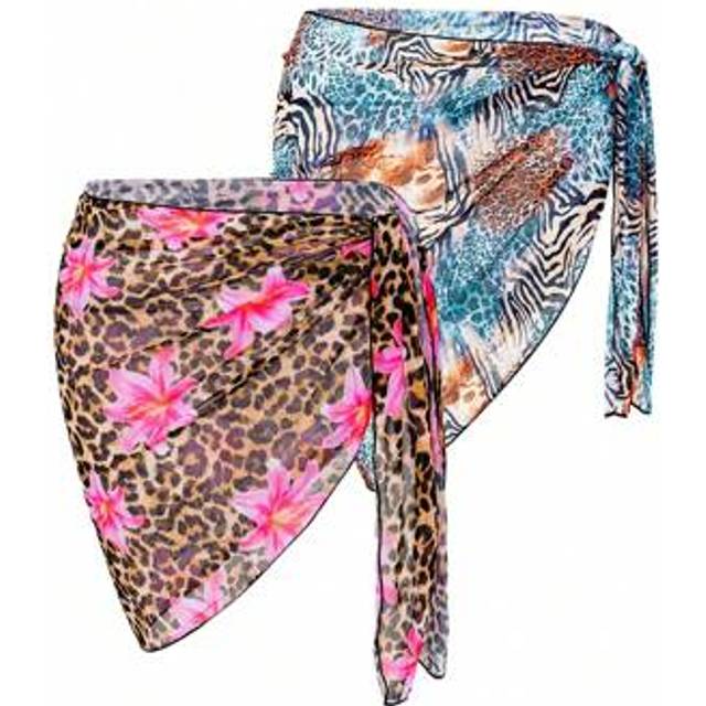 SHEIN Women&#39;s Tie-Up Printed Casual Cover Up Loose Skirt, For Holiday, For Summer Beach Vacation
