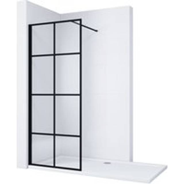 Elegant - 700mm Black Aluminium Framed Walk in Shower Enclosure Wet Room 8mm Safety Tempered Glass Bathroom Screen