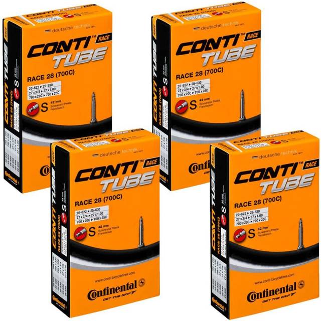 4 x Continental Bike Inner Tube Race 28 700 20 25 Presta 42mm cycle valve,Black
