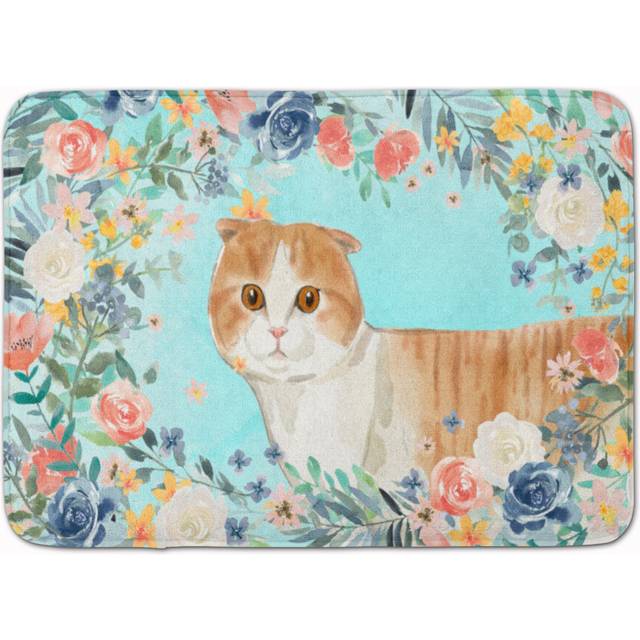 Caroline's Treasures Scottish Fold Spring Flowers Machine Washable Memory Foam Mat doormats  Multicolor