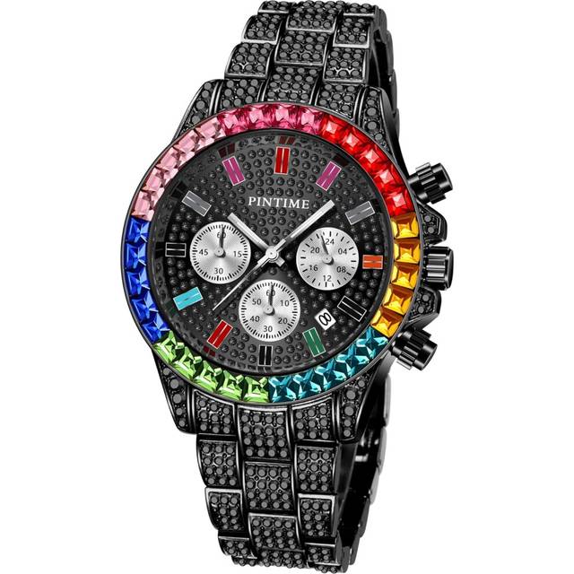 Iced Out Colorful Crystal Rhinestone Diamond Wristwatch