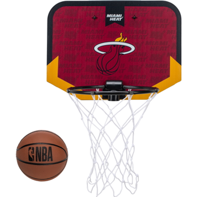 Franklin Sports NBA Miami Heat Mini Over The Door Basketball Hoop - Kids Indoor Mini Basketball Hoop with Basketball - NBA Fan Shop Mini Hoop for Bedr