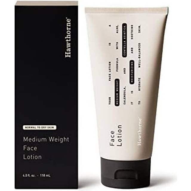 Hawthorne Mens Medium Weight Face Lotion with Aloe and Tiger Grass | Face Cream Moisturizer for Normal to Dry Skin | 4 FL OZ (Medium  Aloe Vera) (Medi
