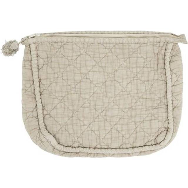 Saro Lifestyle HB1500.T Soft Cotton Quilted Cosmetic Bag - Taupe