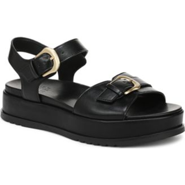 Naturalizer Zen Strappy Platform Sandals, Black Faux Leather, 7.5M Round Toe