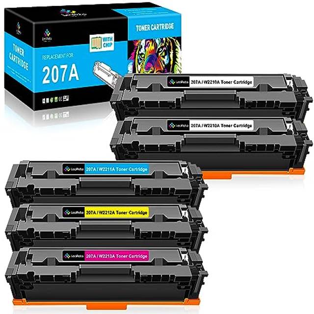LeciRoba 207A för HP W2210X W2211X W2212X W2213X W2210A W2211A W2212A W2213A 207X 207A toner för HP Color Laserjet Pro MFP-M283fdn MFP-M282nw M255dw M255nw skrivare (med chip, 5-pack)